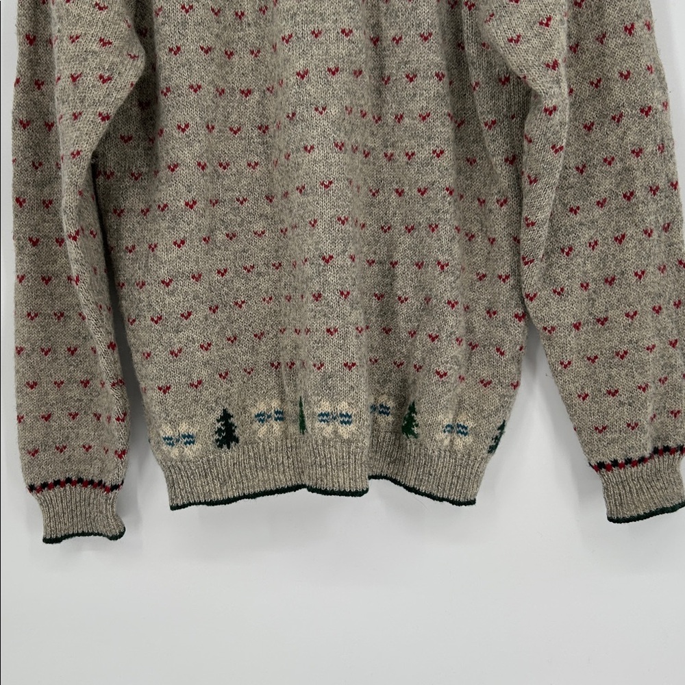 Vintage Woolrich Gray Fair Isle Wool Cardigan Sweater Nordic Button Front Size L - Picture 8 of 11